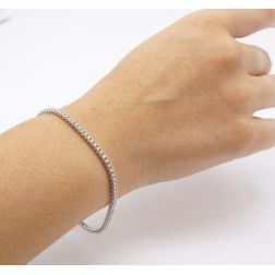 Photo of worn Small White Squared Tennis Bracelet 1.7mm