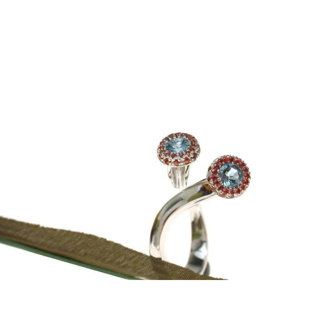 Stems Ring Multicolor Acquamarine and Mandarin Sapphires