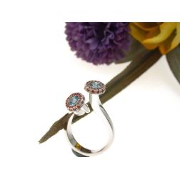 Stems Ring Multicolor Acquamarine and Mandarin Sapphires