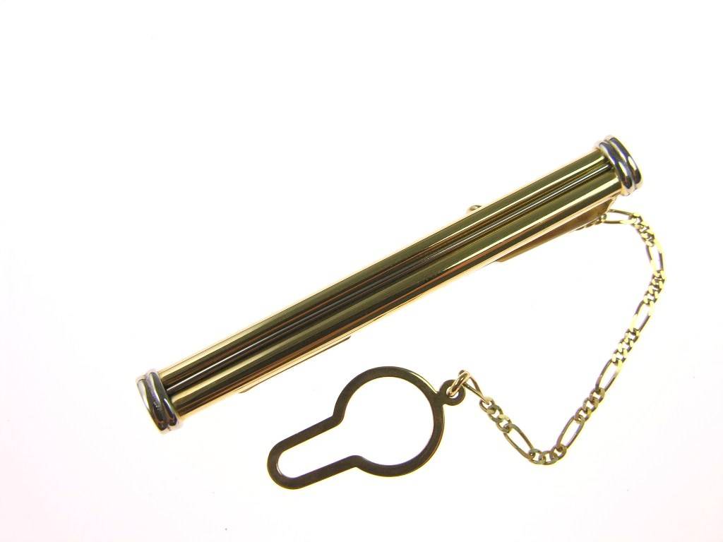 White gold center tubular tie clip