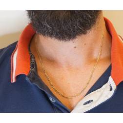 Collana 5+1 grumetta & traversino bicolore 50 cm indossata uomo