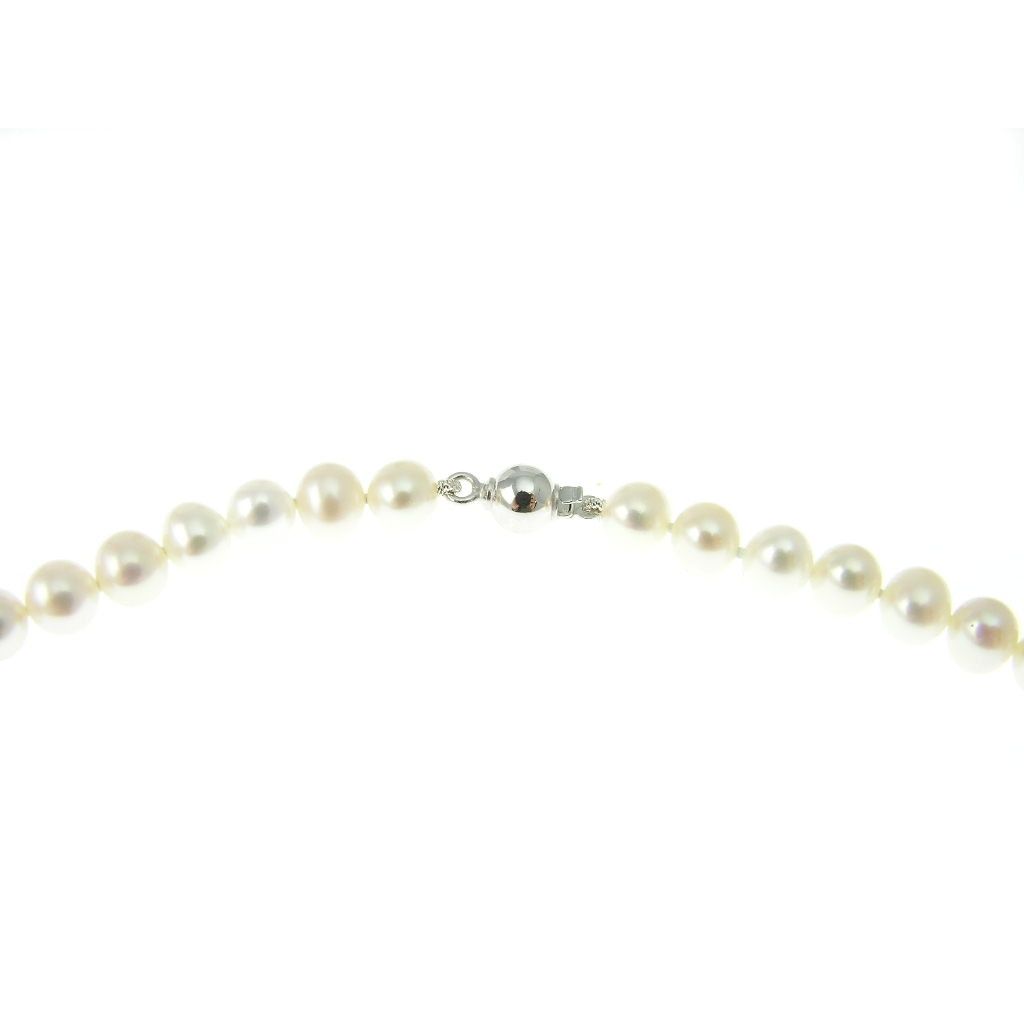Collana Perle 5.5mm Sfera 6mm Oro Bianco - 42cm