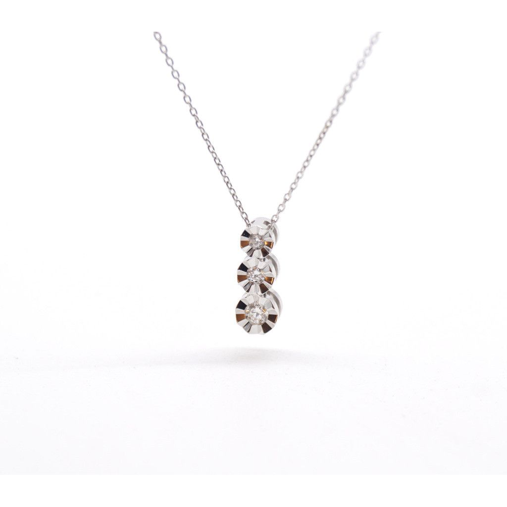 Trilogy Faceted Circle Necklace with Climbing Diamonds