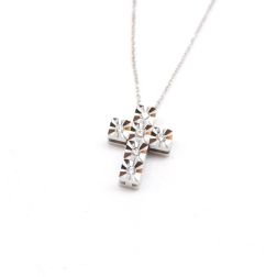 Girocollo Croce Sfaccettata 6 Diamanti