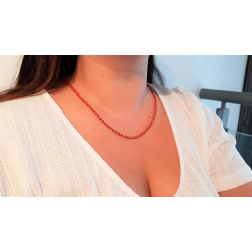 Photo of worn Red spheres Necklace