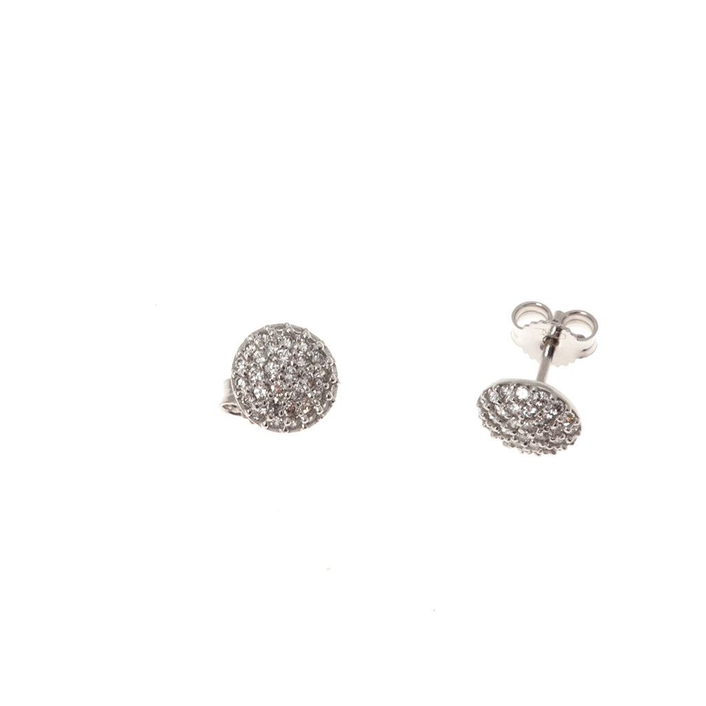 Round earrings in white gold