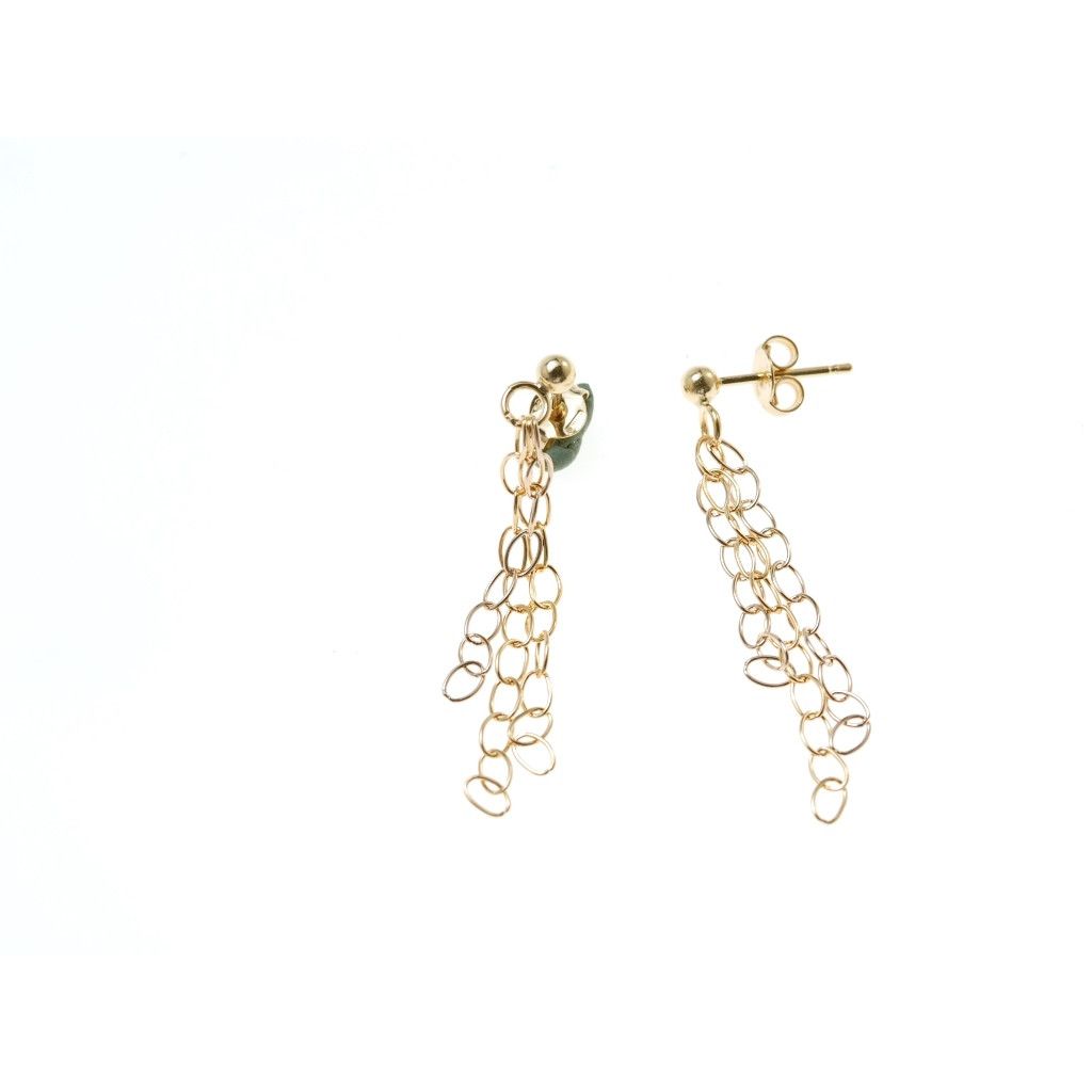 Pendant chain earrings yellow and white gold