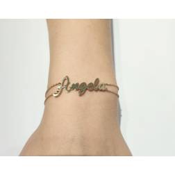 Bracciale con nome Angela in Oro Giallo 18kt (Pezzo Unico) foto indossata