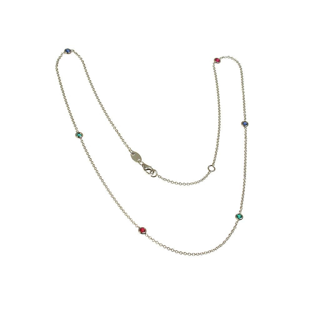 Girocollo Circle Gocce di Luce Colorate Multicolor oro bianco 3.60mm