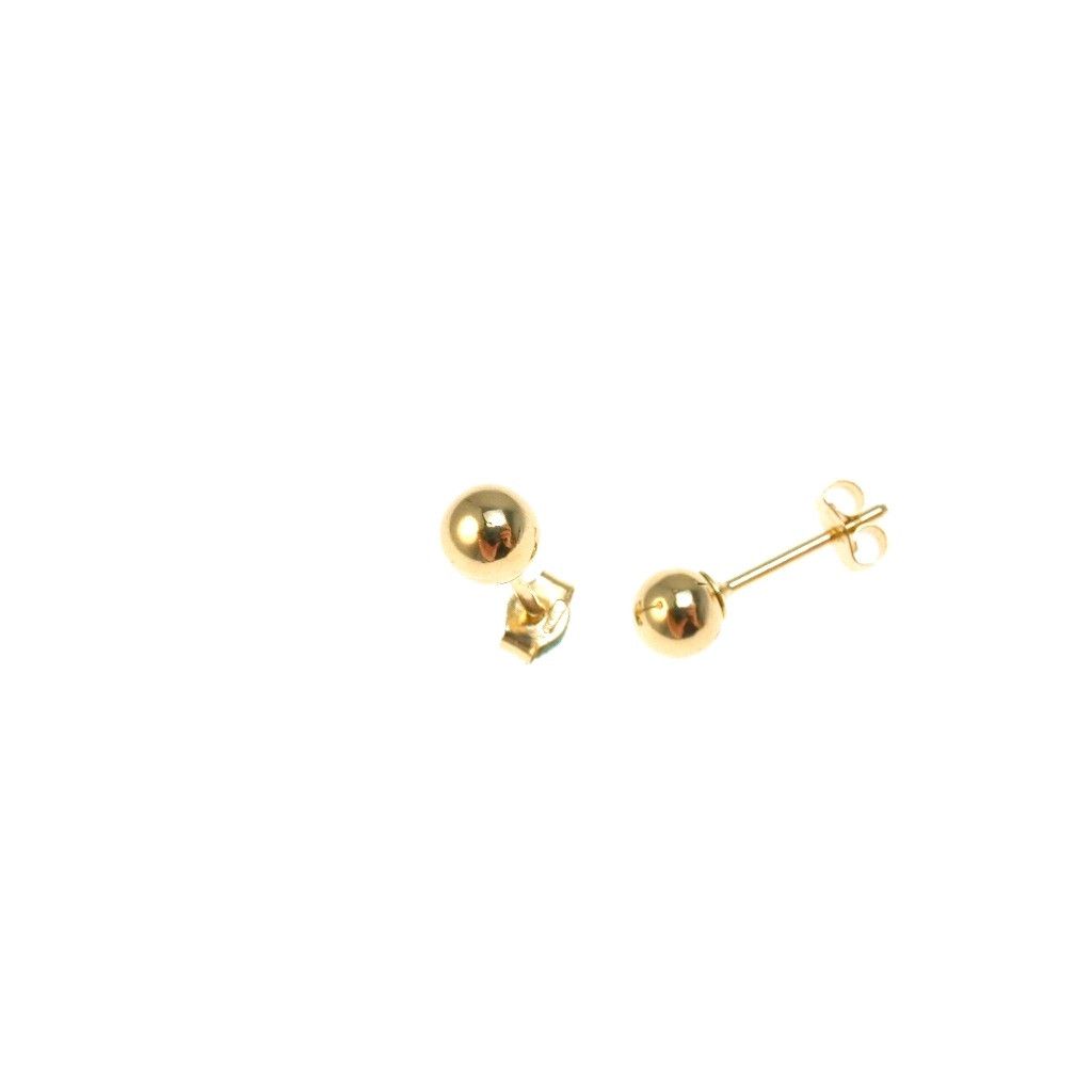 Earrings Yellow Gold Ball 6mm
