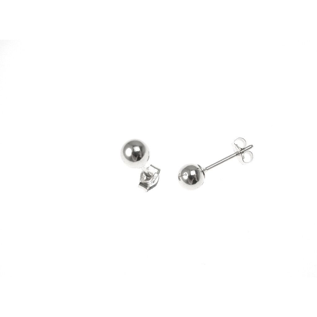 Orecchini Sfera 3mm Lucida superleggeri in Oro Bianco