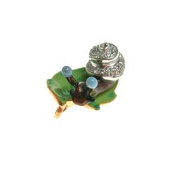 Gold Snail on Bronze Leaf Pendant