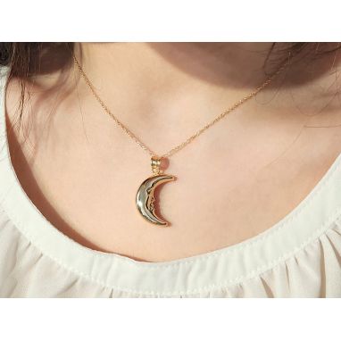 Amaxer Collana Donna Con Fasi Lunari In Acciaio Inox - Ciondolo Luna Crescente