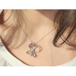 Photo of worn Butterfly Necklace 3 Rubies