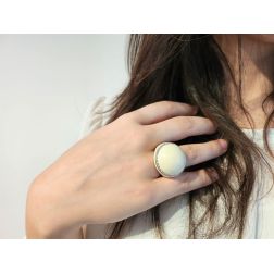 Foto indossata Anello Cupola Bianca Oro Giallo , Bianco e Diamanti