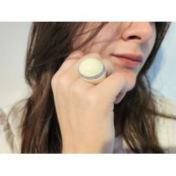 Foto indossata Anello Cupola Bianca oro giallo e bianco