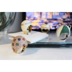 Anello Cupola Bianca Oro Giallo , Bianco e Diamanti