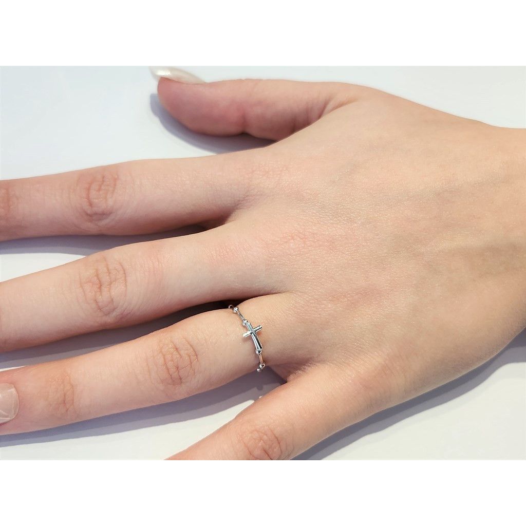 Anello Rosario Croce Oro Bianco