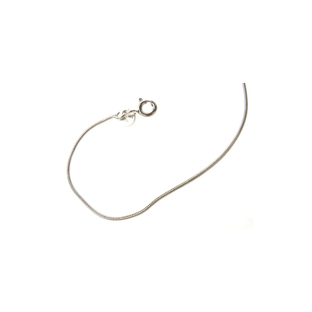 Semi-rigid "mouse tail" spiral chain bracelet in white gold