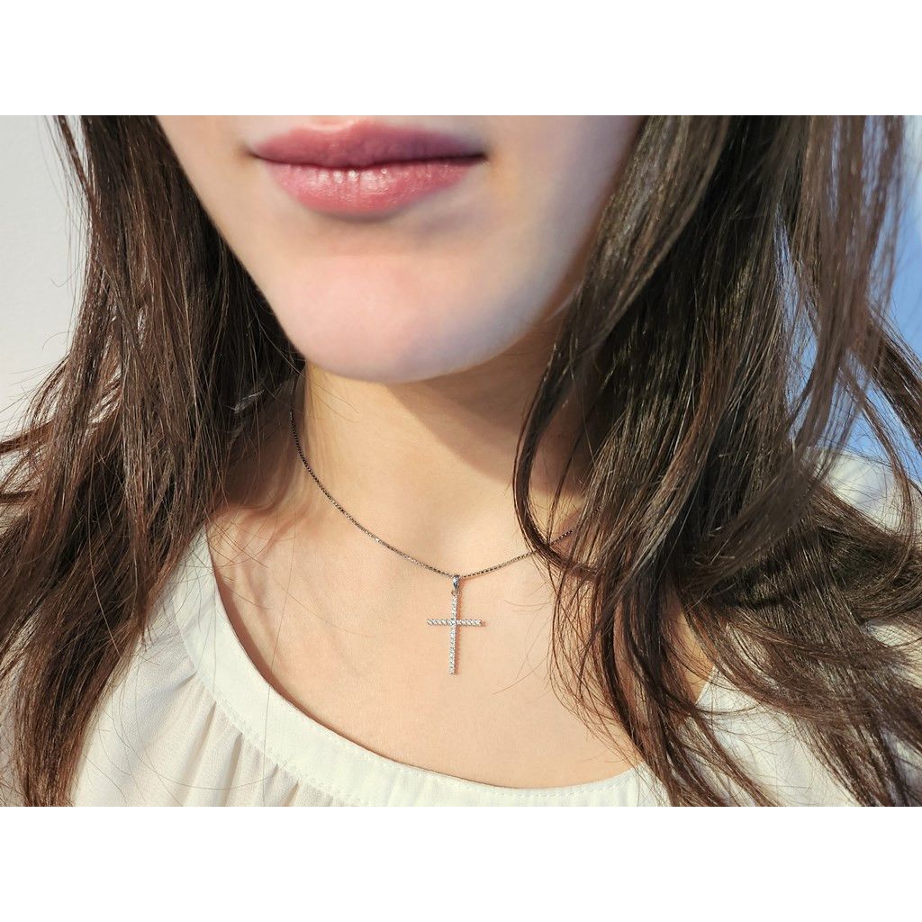 MicLee Collana Donna Argento 925 Con Croce E Infinito – Zirconi E Cristallo Swarovski, Ciondolo Elegante 45cm, Regalo Ideale - 2
