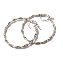 Circles earrings in 18kt white gold with braid