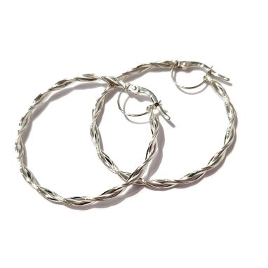 Orecchini Cerchi canna tonda diamantata da Donna in Oro 18 Carati Orecchini Cerchi canna tonda diamantata da Donna in Oro 18 Carati