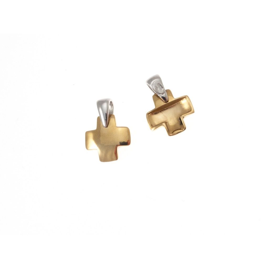 yellow gold short cross with white gold attachment