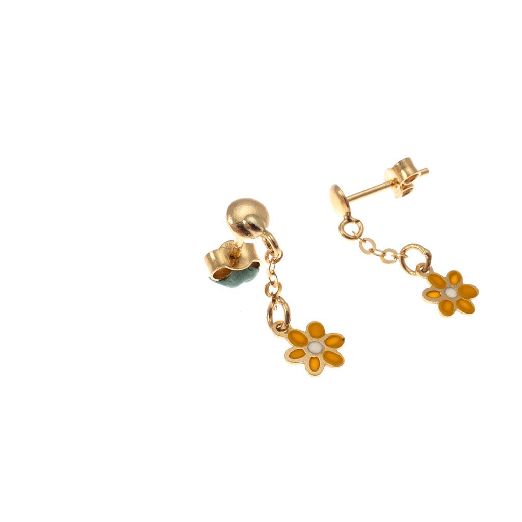 Yellow enamel flower earrings