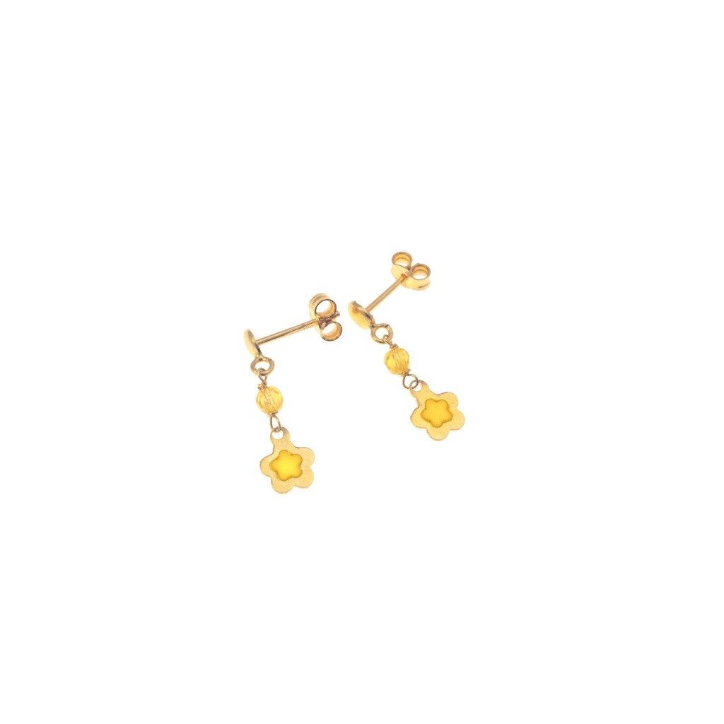 Orecchini Fiore con smalto e pietra gialla
