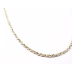 White gold rope necklace with yellow gold venetian 40cm x 4.50mm