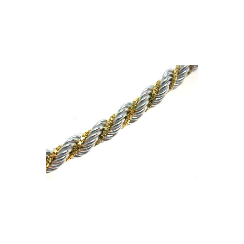 Corda in oro bianco con veneta in oro giallo 45cm x 4.50mm