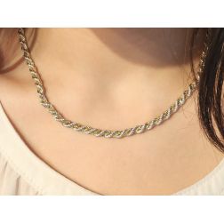 White gold rope necklace with yellow gold venetian 45cm x 4.50mm