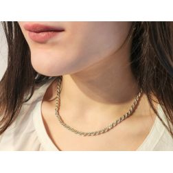 White gold rope necklace with yellow gold venetian 45cm x 4.50mm