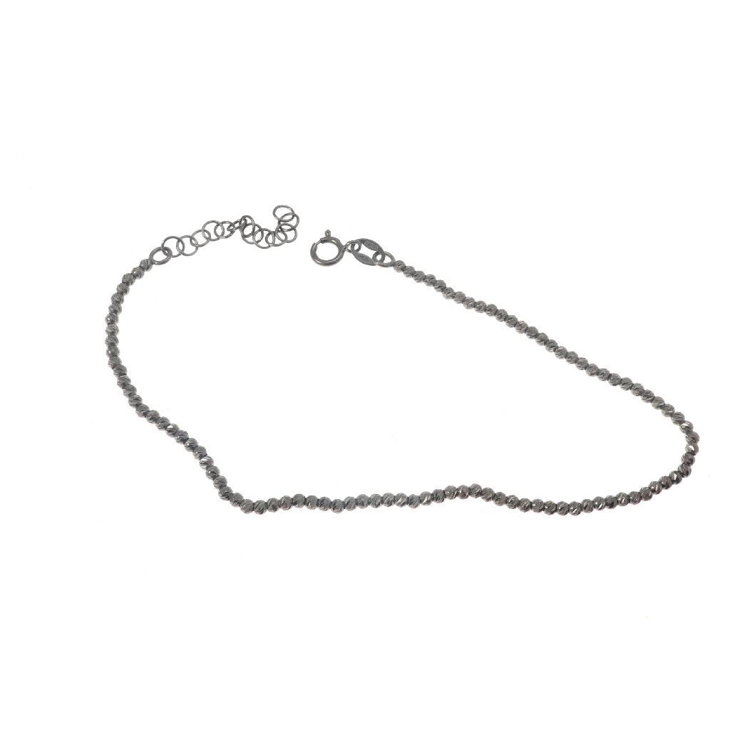 Bracciale sfere diamantate sfaccettate oro 18kt con rutenio