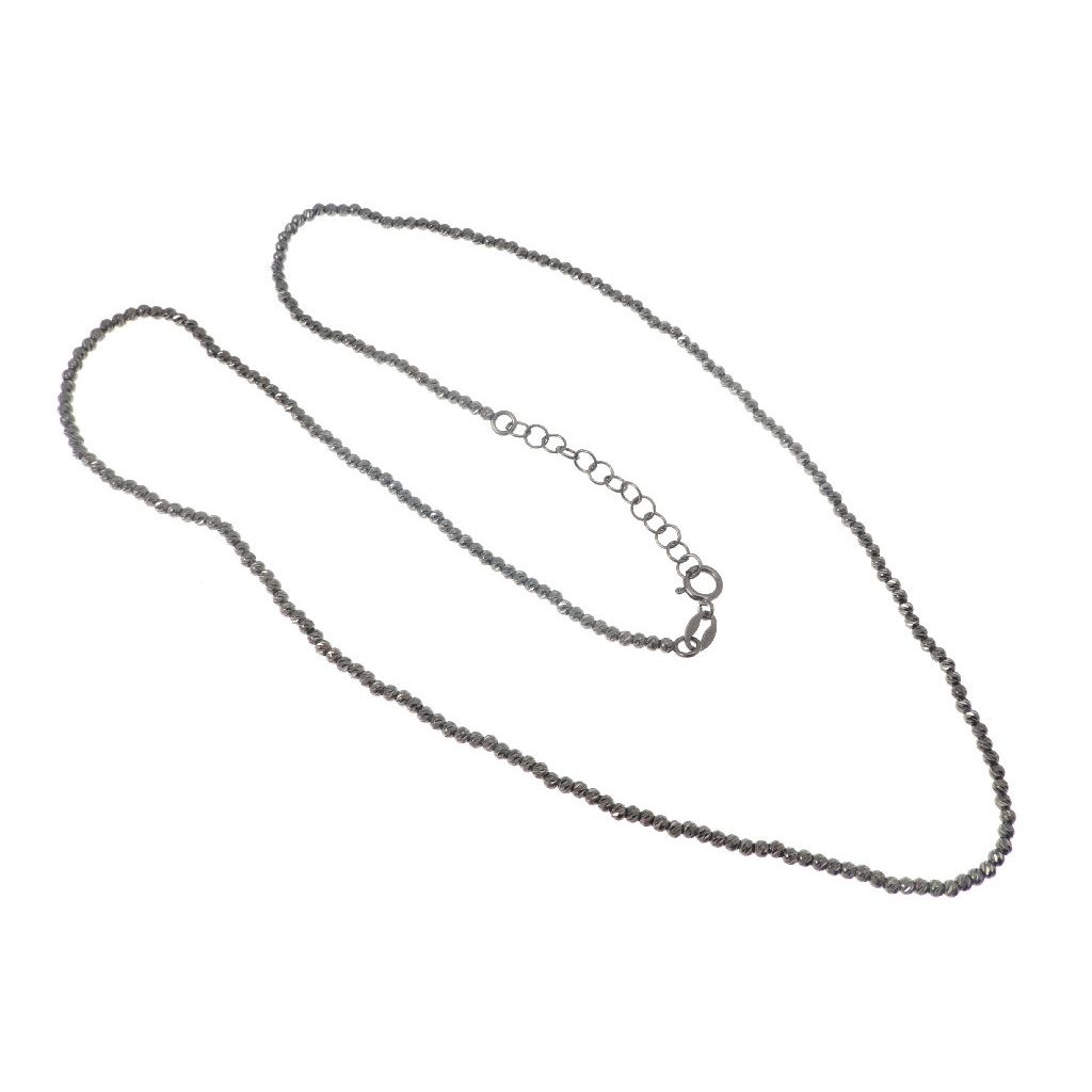 Collana Girocollo sfere diamantate sfaccettate oro 18kt con rutenio