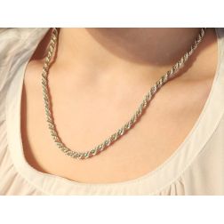White gold rope necklace with yellow gold venetian 55cm x 4.50mm