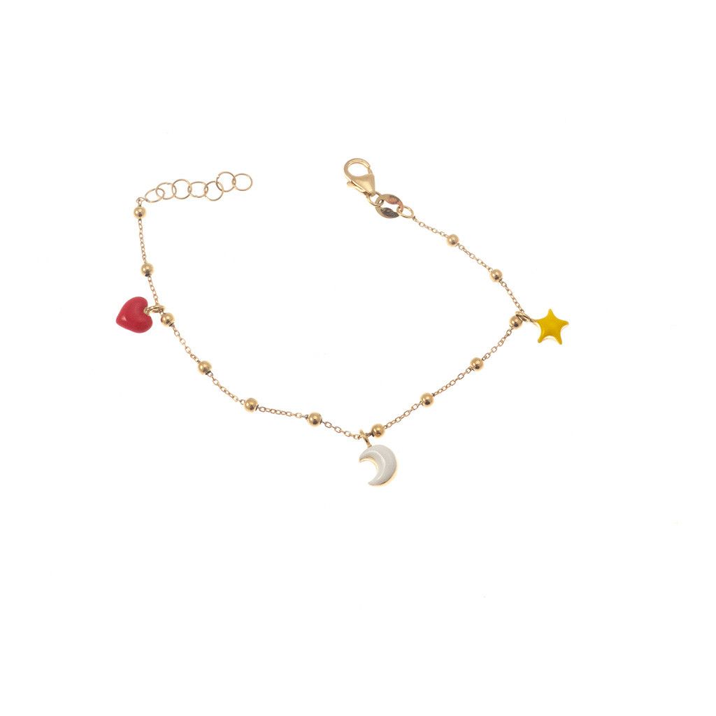 Bracciale Cuore Luna Stella smaltate