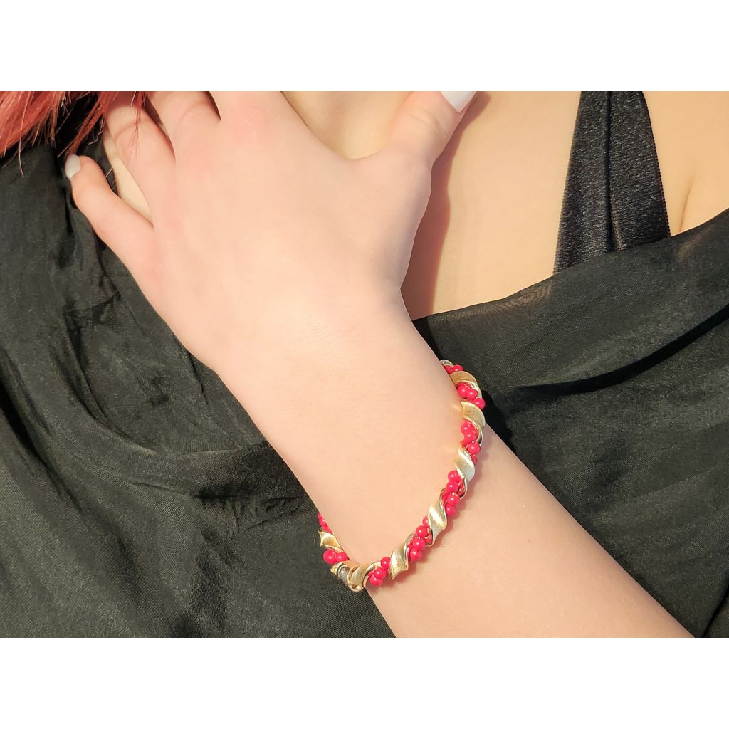 Bracciale A Spirale In Vetro Di Murano – Oro Reale, Fatto A Mano A Venezia, Lunghezza 20 Cm