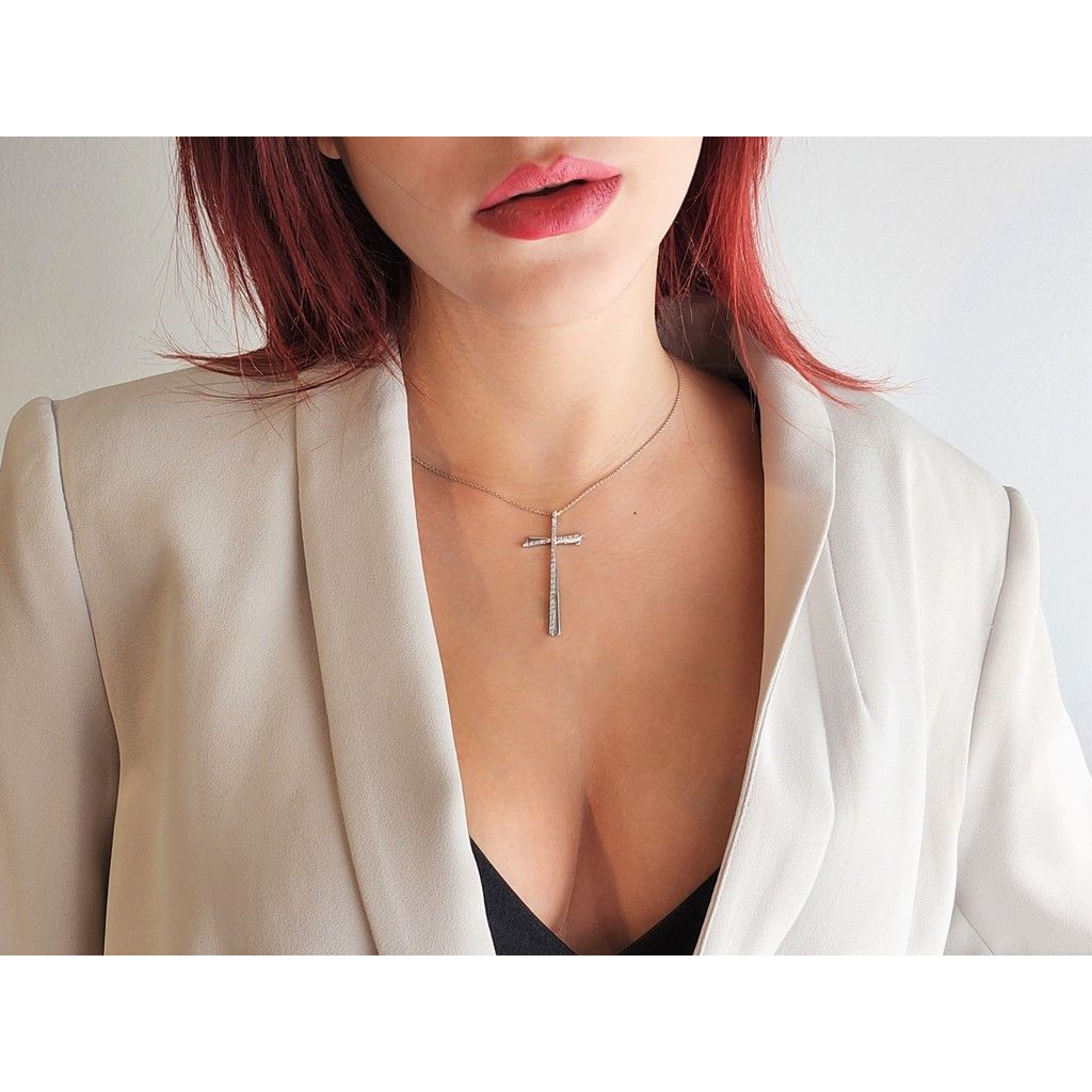 Collana A Doppia Croce In Rame Placcato Oro 18K Con Zirconi - Gioiello Regalo Per Donna - 2