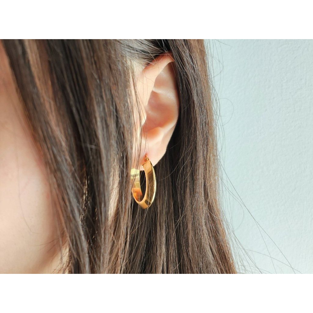 Orecchini A Cerchio Oro Giallo 9 Carati 10mm - Tubolari In Oro Riciclato 375